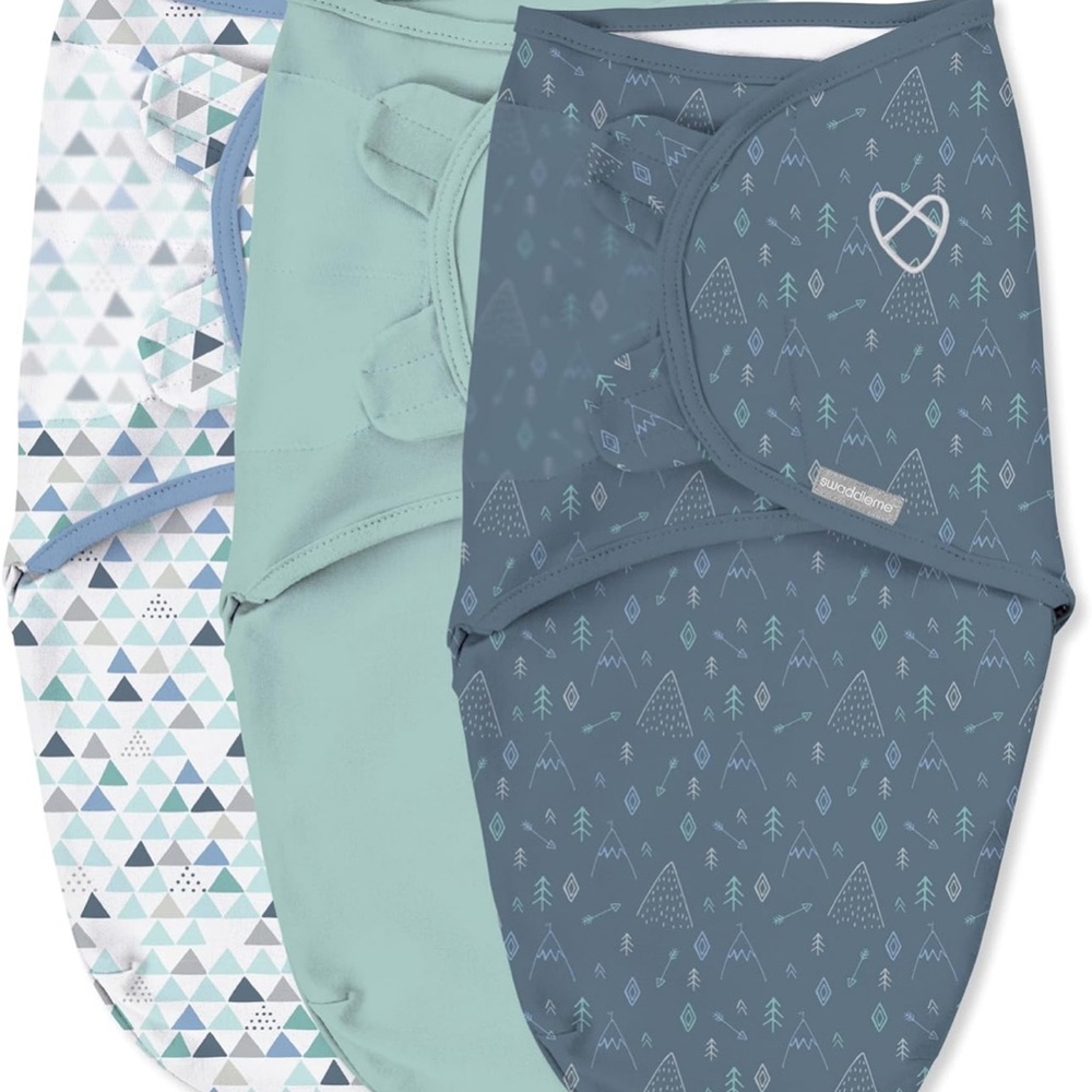 SwaddleMe SET of 3 Baby Pajamas Sleep Sacks - Blue and Green